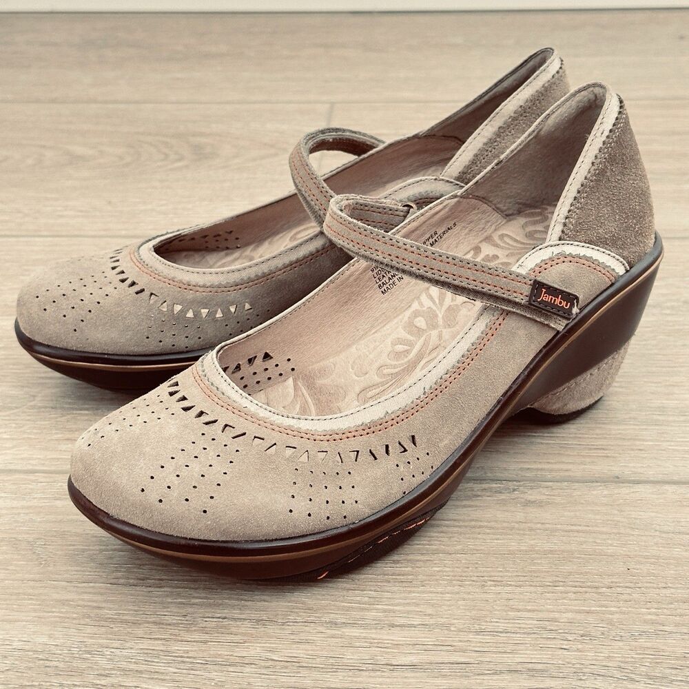 Jambu Shoes Womens Lido Encore Maryjane Tan Nurse Comfort Shoes 9.5 Server Work